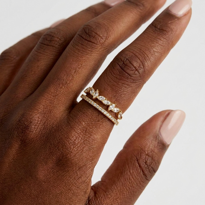 Noelle Crystal Ring – 18K Gold Clear Crystal Band Ring