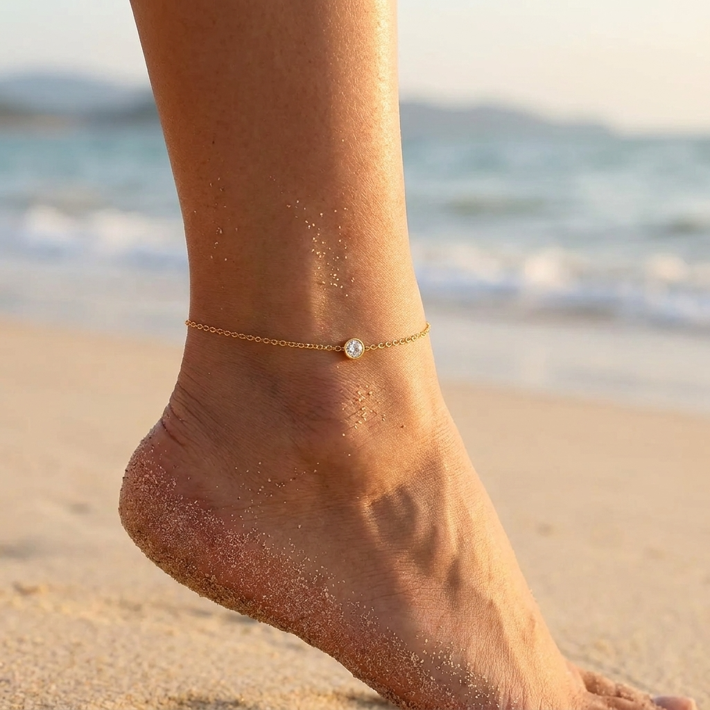 Sylvie glimmer dainty gold anklet – 18K ankle bracelet
