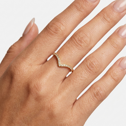 Celeste Crown Ring – 18K Gold Crystal Crown Stacking Ring