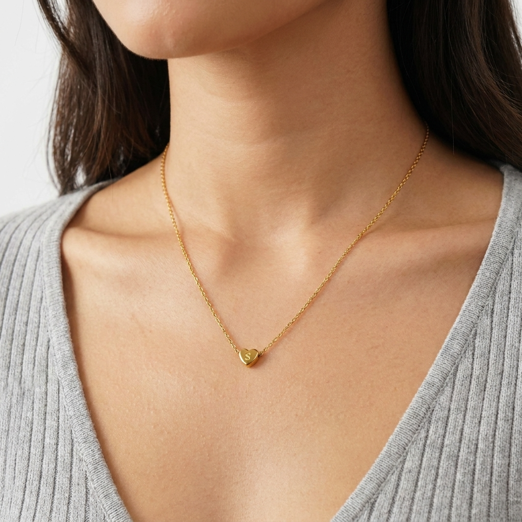 Bea Heart Necklace – 18K Gold Waterproof Heart Pendant Necklace