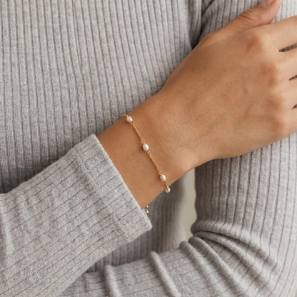 Noëlle Pearl Bracelet – 18K Gold Freshwater Pearl Waterproof Bracelet