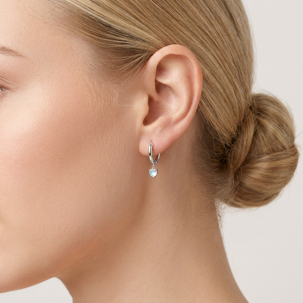 Lilia Hoops – 925 Sterling Silver Platinum Crystal Hoop Earrings