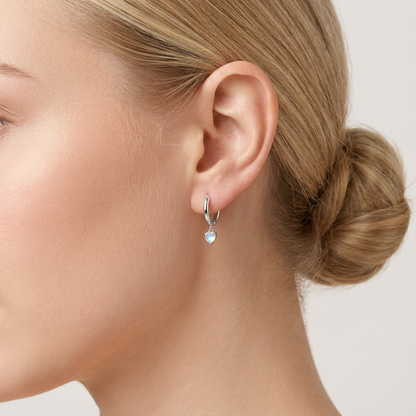 Lilia Hoops – 925 Sterling Silver Platinum Crystal Hoop Earrings