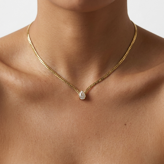 Timeless Brilliance Necklace – 18K Gold Solitaire Crystal Necklace