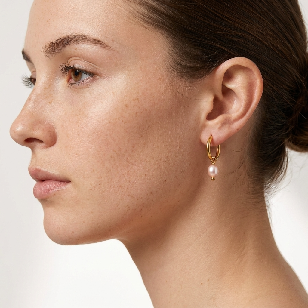 Arielle Pearl Hoops – 34mm 18K Gold Large Pearl Drop Earrings