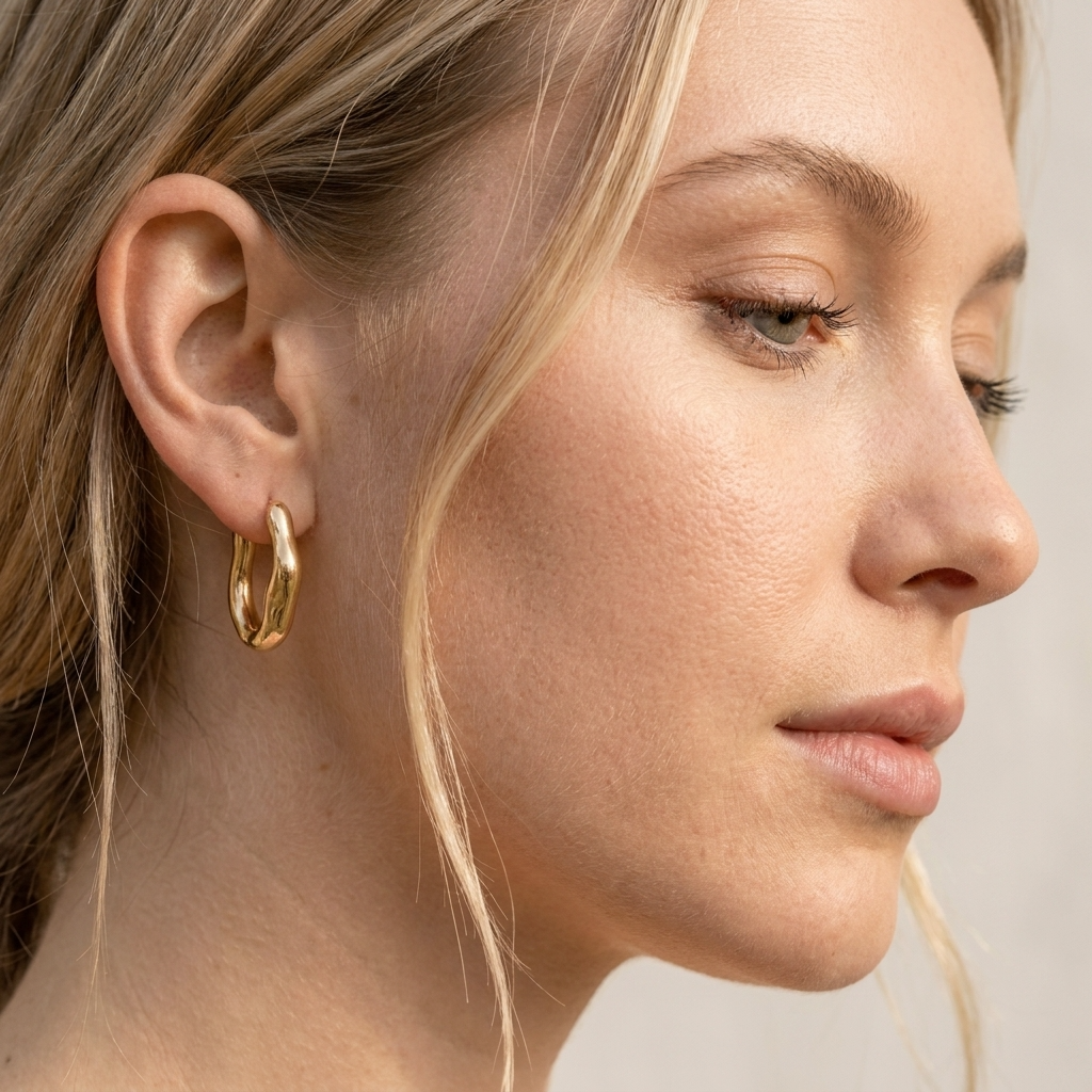 Sana Hoop Earrings – 26mm 18K Gold Waterproof Oval Hoop Earrings