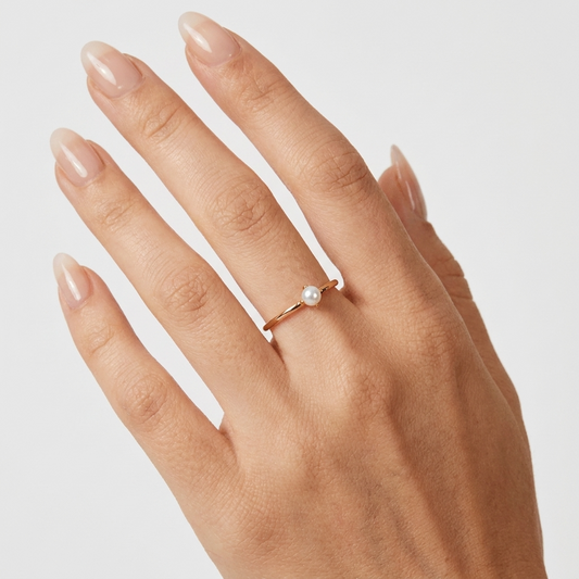 Uma Pearl Ring – 18K Gold Single Freshwater Pearl Ring