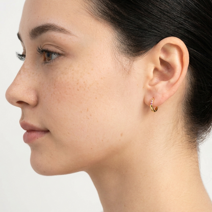 Zara Mini Huggies – 925 Sterling Silver Crystal Huggie Hoop Earrings