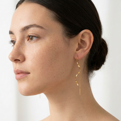 Vera Slim Earrings – 18K Gold Adjustable Threader Drop Earrings