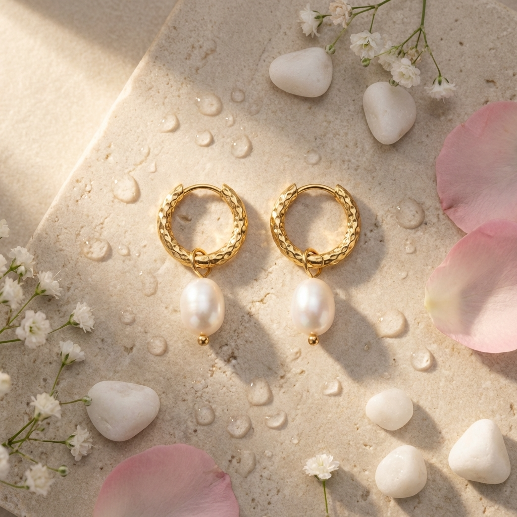 Ines Pearl Hoops – 18K Gold 10mm Freshwater Pearl Hoop Earrings