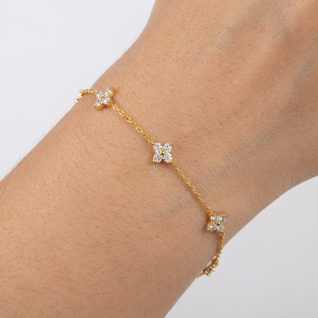 Chiara Crystal Bracelet – 925 Sterling Silver Delicate Crystal Bracelet