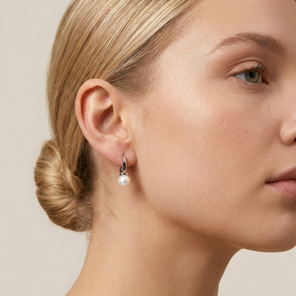 Esme Pearl Hoops – 925 Sterling Silver Freshwater Pearl Hoop Earrings