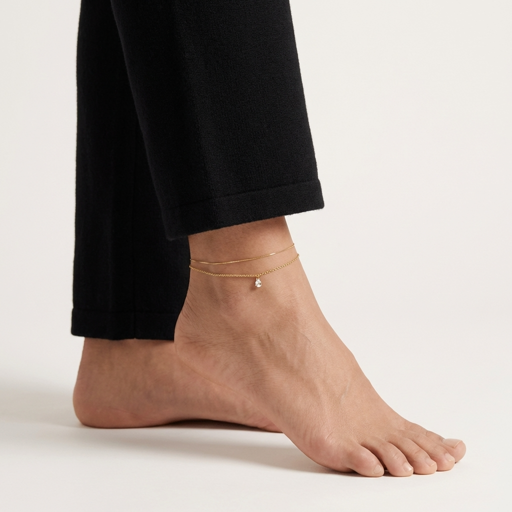Selina whisper dainty gold anklet – thin 18K chain
