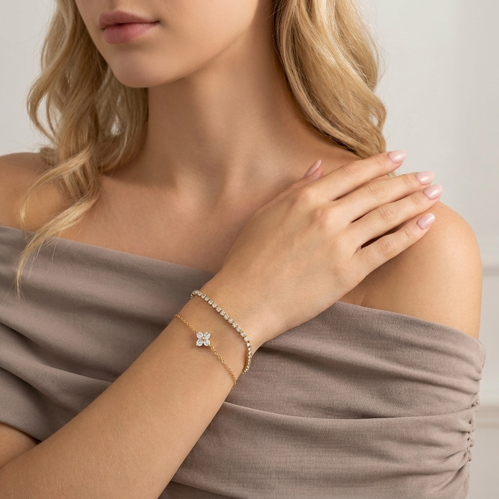 Lina Bracelet Set – 18K Gold Waterproof Stacking Bracelets (Set of 2)