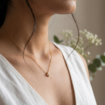 Iris Clover Necklace – 18K Gold Crystal Lucky Clover Pendant Necklace
