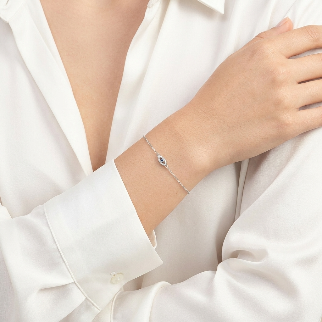 Zara Evil Eye Bracelet – 925 Sterling Silver Protection Charm Bracelet