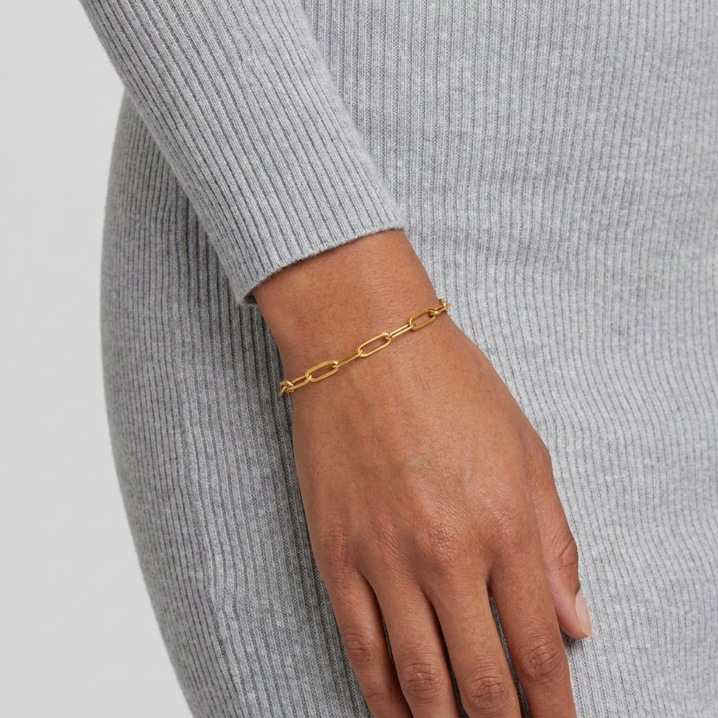 Modern Paperclip Bracelet – 18K Gold Waterproof Chain Link Bracelet