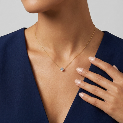 Yara Circle Necklace – 18K Gold Crystal Circle Pendant Necklace