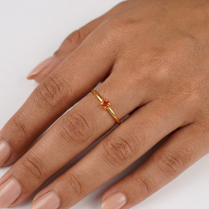 Ruby Birthstone Ring – 18K Gold Red Crystal July Birthstone Ring