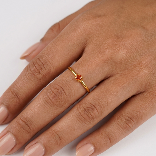 Ruby Birthstone Ring – 18K Gold Red Crystal July Birthstone Ring
