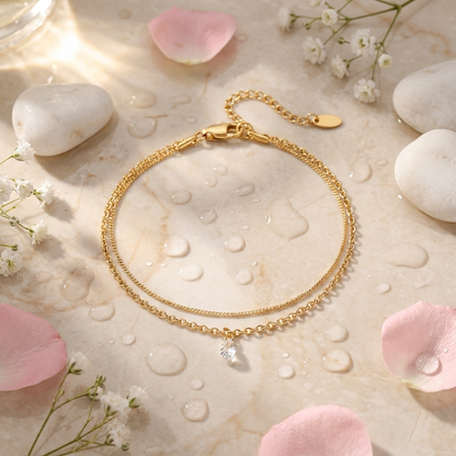Selina whisper dainty gold anklet – thin 18K chain