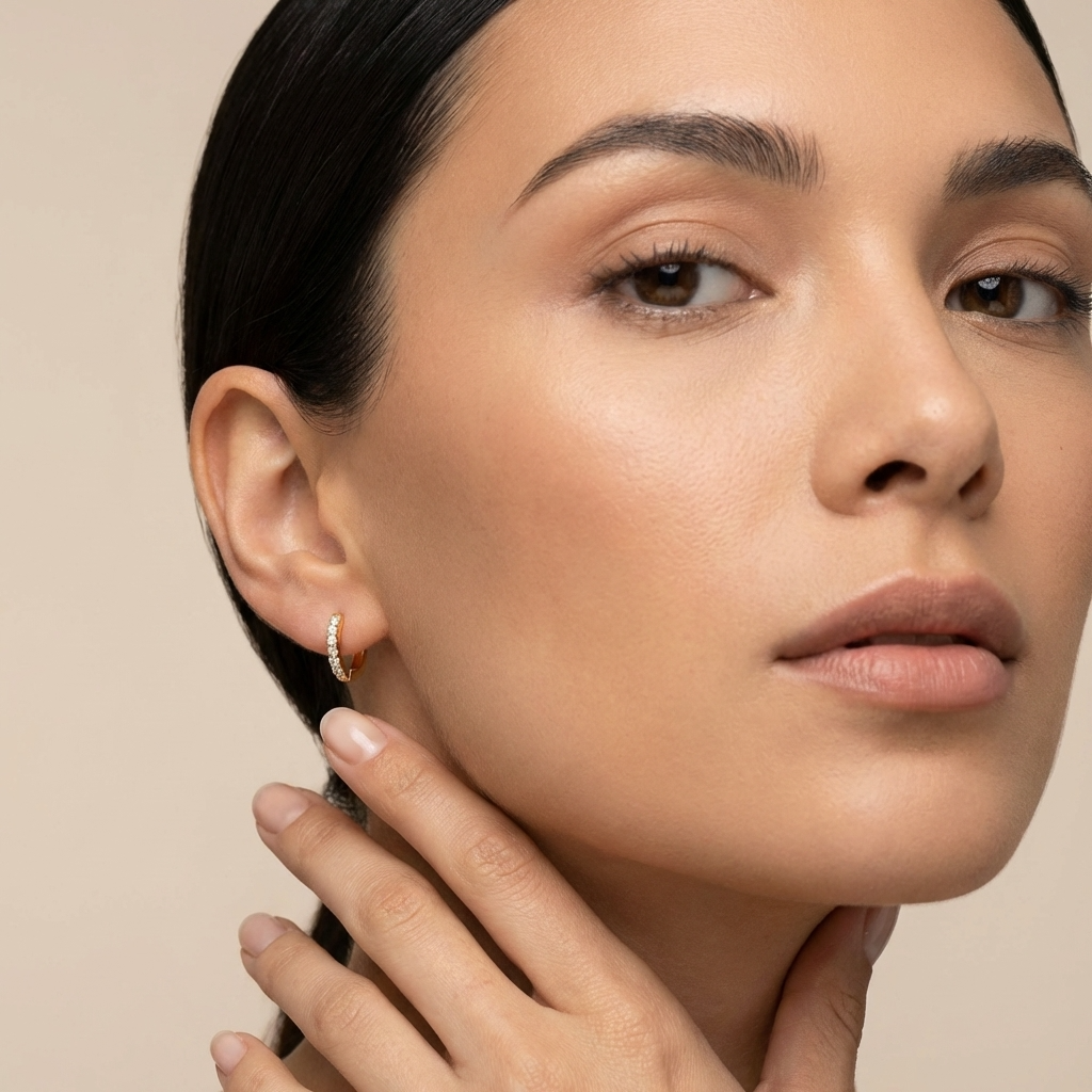 Yva Petite Hoops – 13mm 18K Gold Small Crystal Hoop Earrings