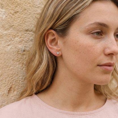 Noa Stud Earrings – 925 Sterling Silver Opalite Crystal Studs