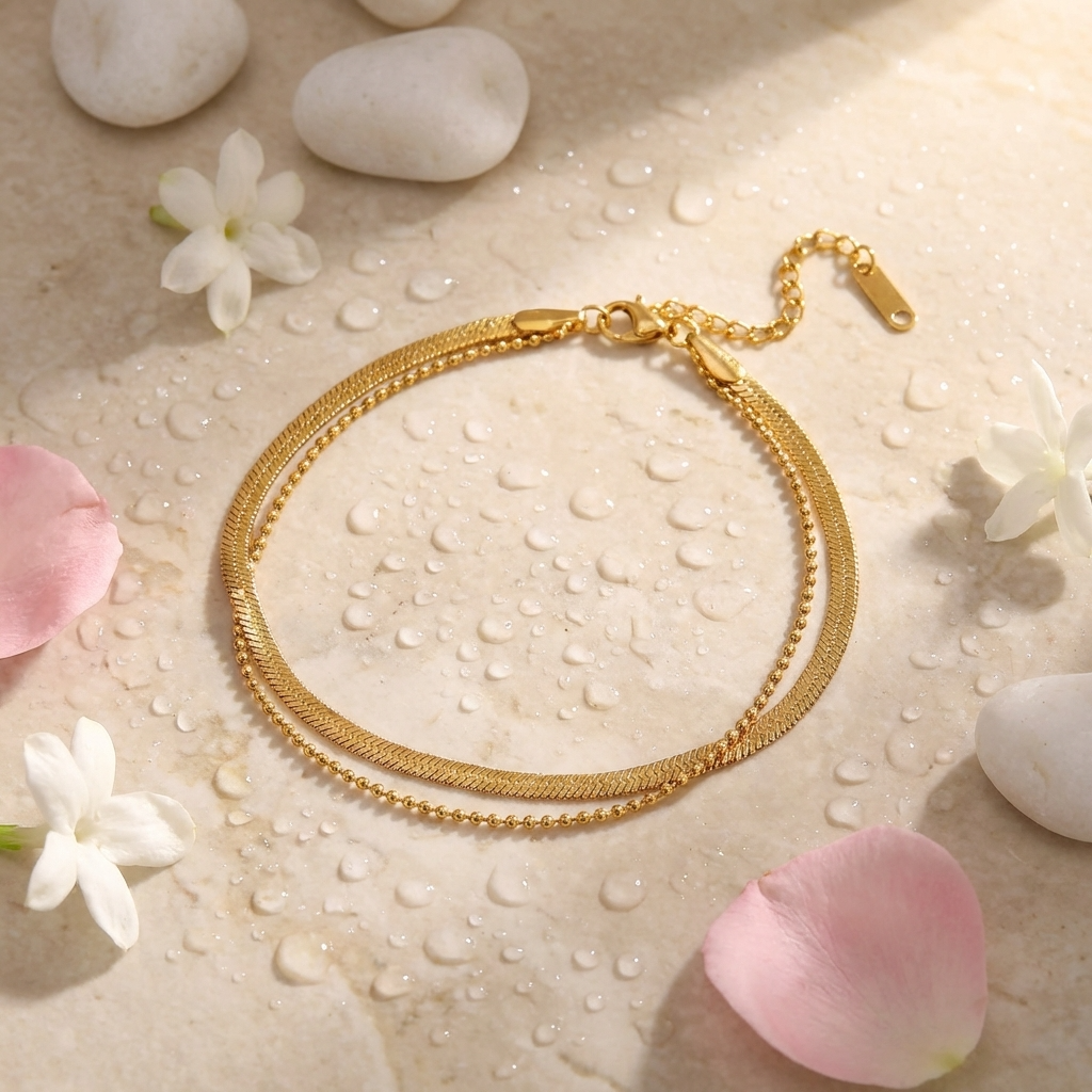 Violetta classic gold anklet – waterproof 18K ankle bracelet