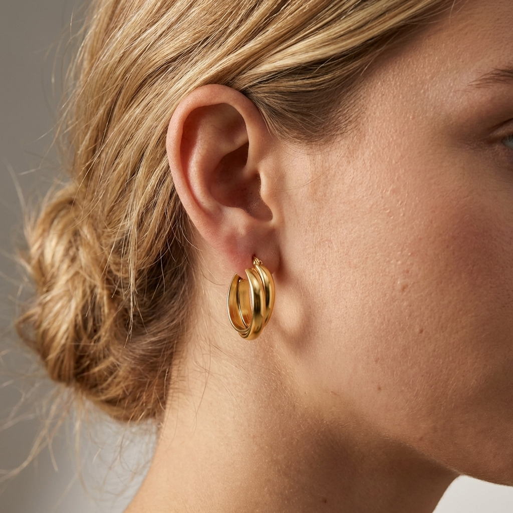 Talia Sleek Gold Hoops – 26mm 18K Gold Waterproof Hoop Earrings