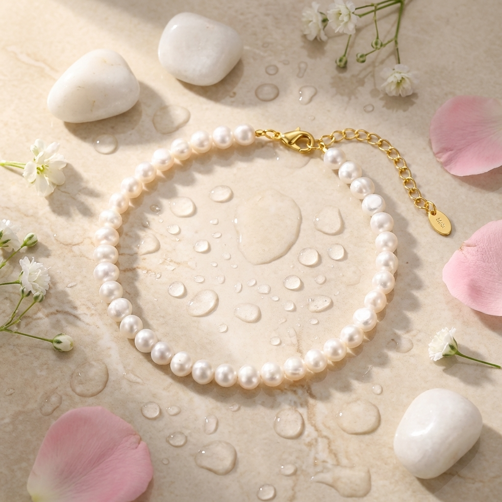 Serena natural pearl anklet – sterling silver ankle bracelet