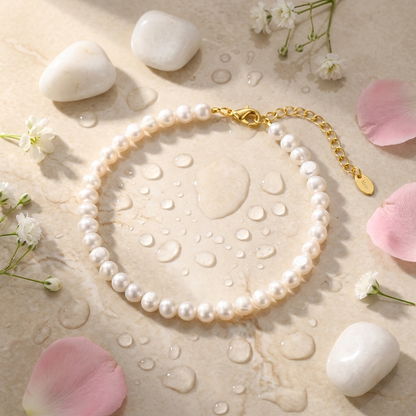 Serena natural pearl anklet – sterling silver ankle bracelet