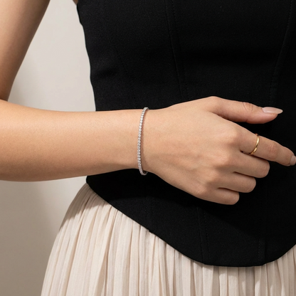 Inaya Tennis Bracelet – 925 Sterling Silver Platinum Crystal Bracelet