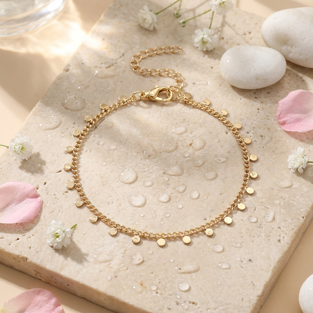 Cleo gold crystal anklet – 18K waterproof ankle bracelet
