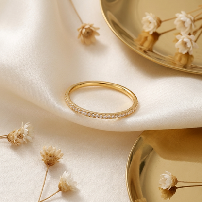 Rhea Crystal Ring – 18K Gold Delicate Crystal Ring