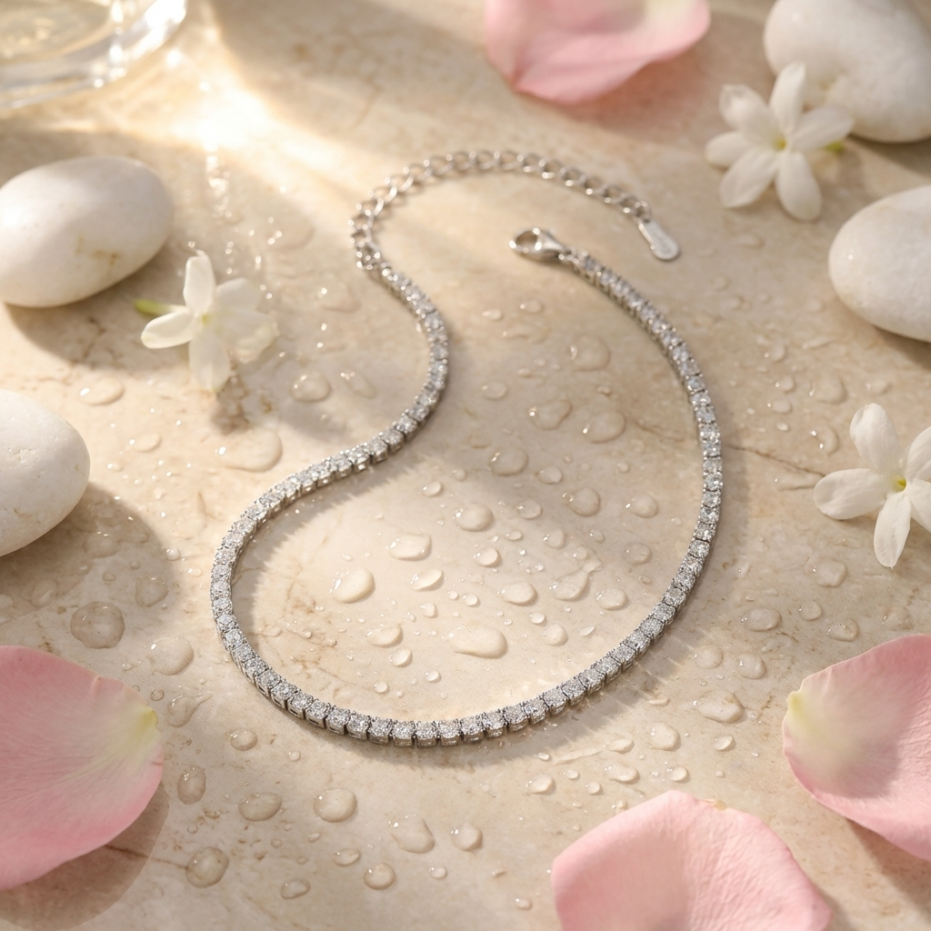 Nia tennis anklet – 925 sterling silver crystal ankle bracelet