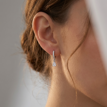Silver Crystal Hoops – Platinum Plated White Crystal Hoop Earrings