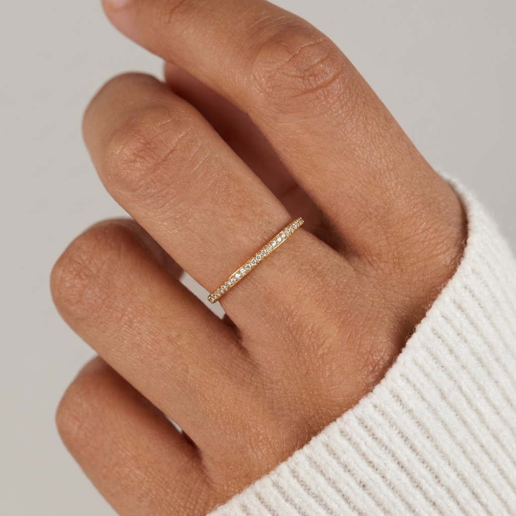 Rhea Crystal Ring – 18K Gold Delicate Crystal Ring