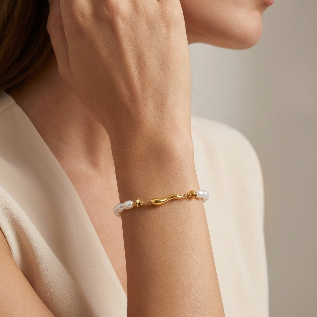 Elira Pearl Bracelet – 18K Gold Freshwater Pearl Waterproof Bracelet