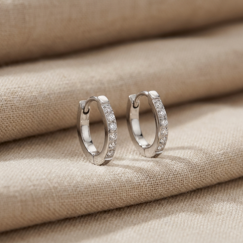 Yva Petite Hoops – 13mm 18K Gold Small Crystal Hoop Earrings