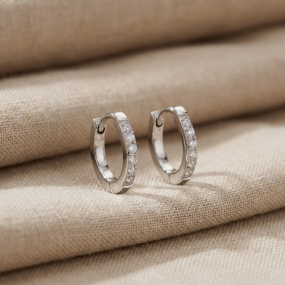 Yva Petite Hoops – 13mm 18K Gold Small Crystal Hoop Earrings