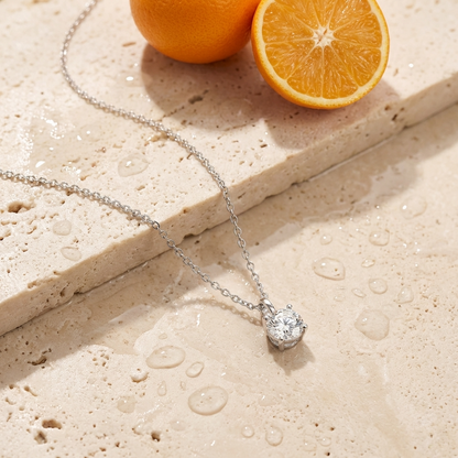 Elara Moissanite Necklace – Sterling Silver 1ct Solitaire Pendant Necklace