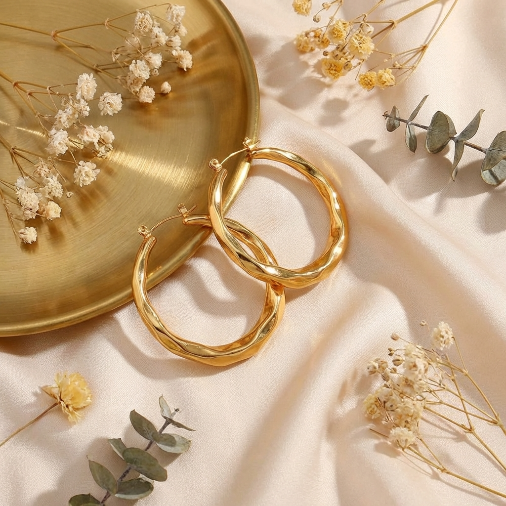 Liora Hoops – 43mm 18K Gold Large Polished Hoop Earrings