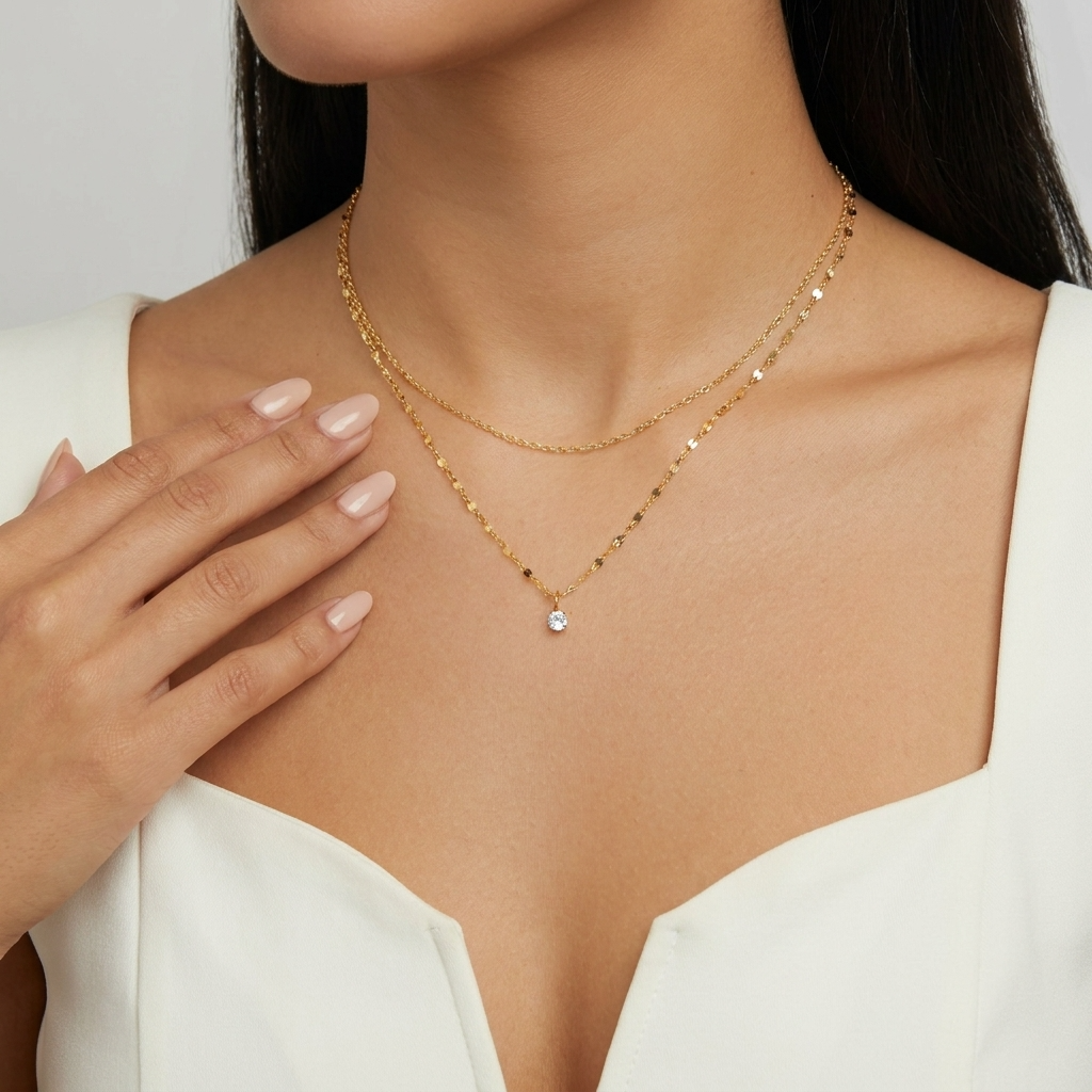 Crystal Teardrop Necklace – 18K Gold Pear-Cut Crystal Pendant Necklace