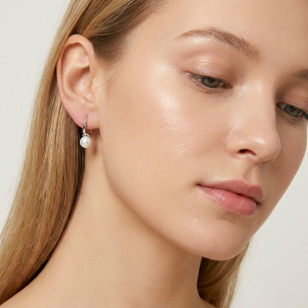 Esme Pearl Hoops – 925 Sterling Silver Freshwater Pearl Hoop Earrings