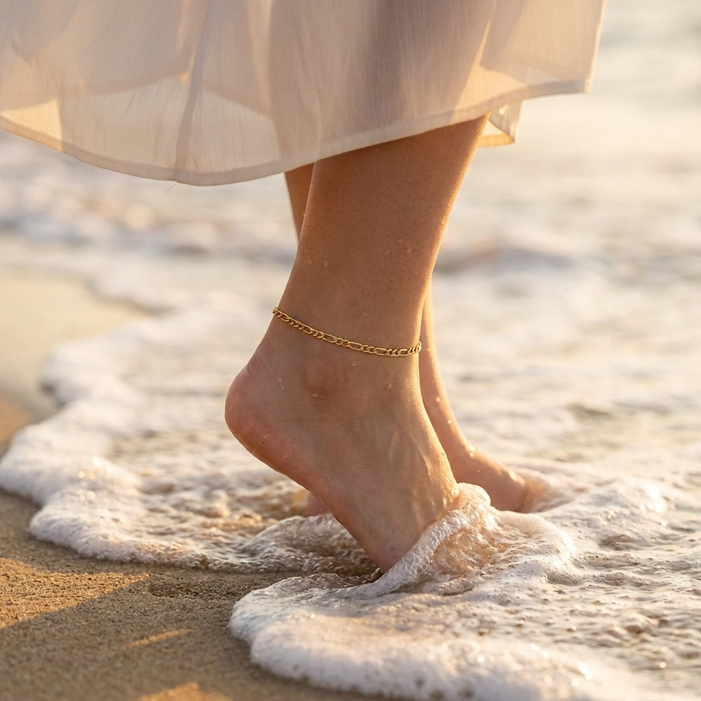 Mirabel gold link chain anklet – 18K ankle bracelet