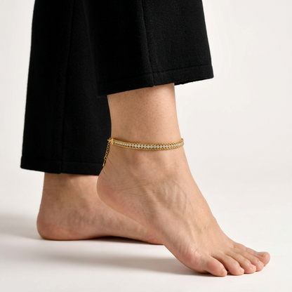 Legacy tennis anklet – 18K gold crystal ankle bracelet
