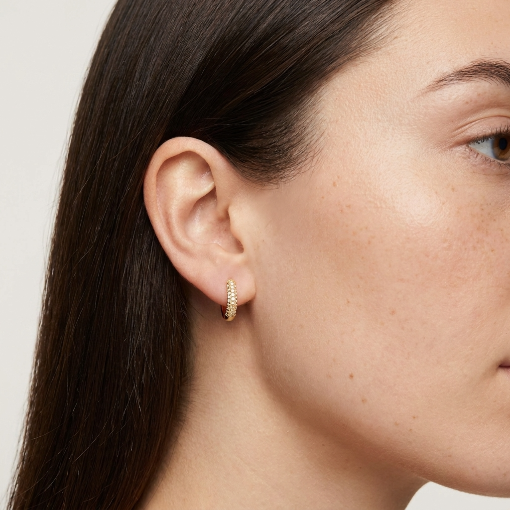 Lily Sparkle Hoops – 18K Gold Crystal Waterproof Hoop Earrings