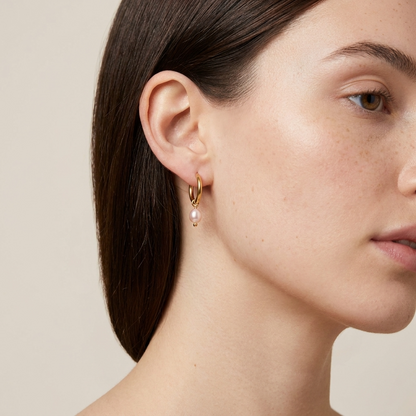 Arielle Pearl Hoops – 34mm 18K Gold Large Pearl Drop Earrings
