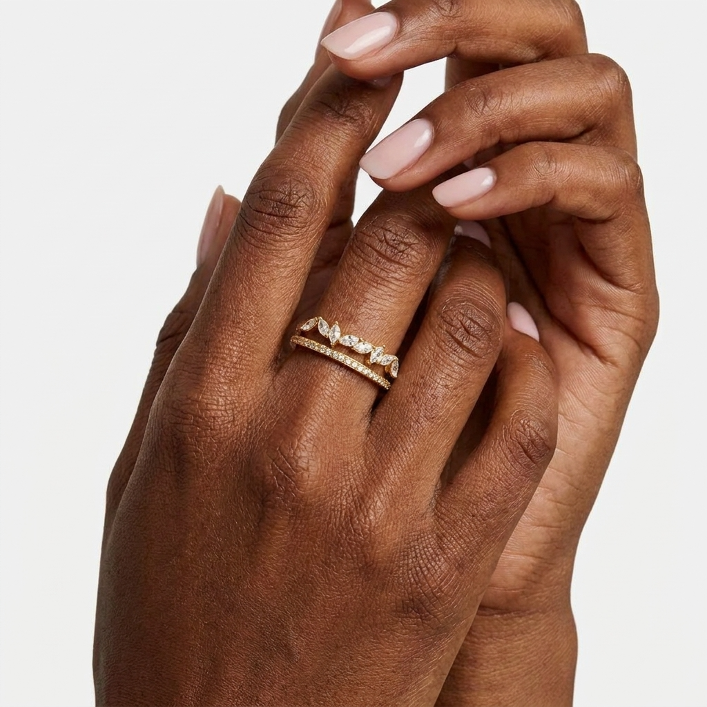 Noelle Crystal Ring – 18K Gold Clear Crystal Band Ring