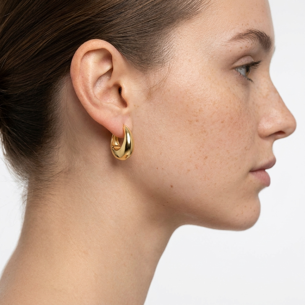 Mira Gold Hoops – 19mm 18K Gold Waterproof Hoop Earrings